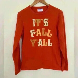 Old Navy Womens Long Sleeve Shirt Orange It’s Fall Yall